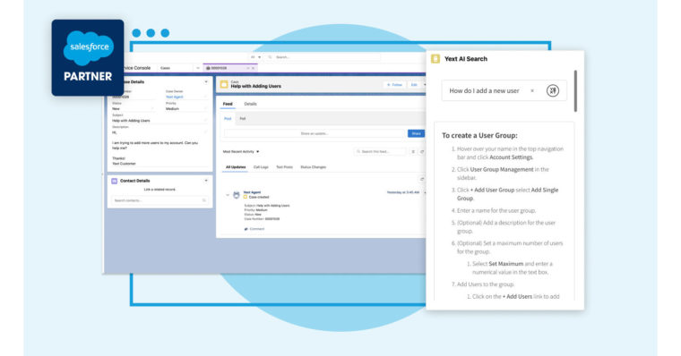 Yext Announces Yext AI Search for Salesforce Service Cloud on Salesforce AppExchange, the World’s Leading Enterprise Cloud Marketplace Yext Announces Yext AI Search for Salesforce Service Cloud on Salesforce AppExchange, the World's Leading Enterprise Cloud Marketplace